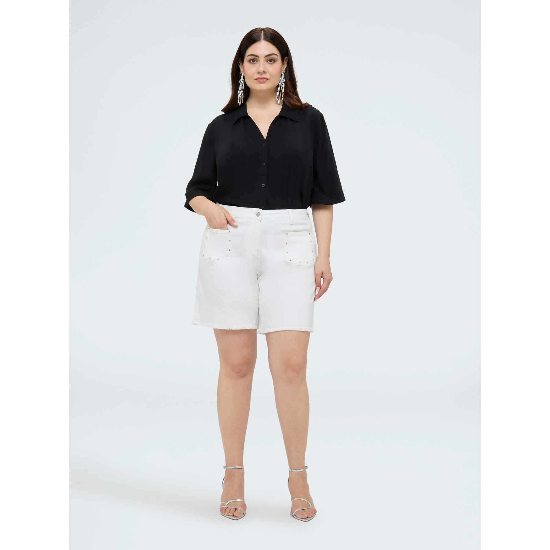 Fiorella Rubino - Camicia boxy in mussola di viscosa - Nero