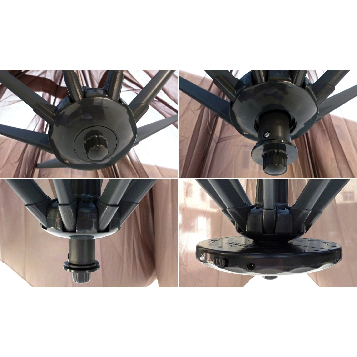 Parasol déporté LED 3 x 3 m chocolat DAVAGNA
