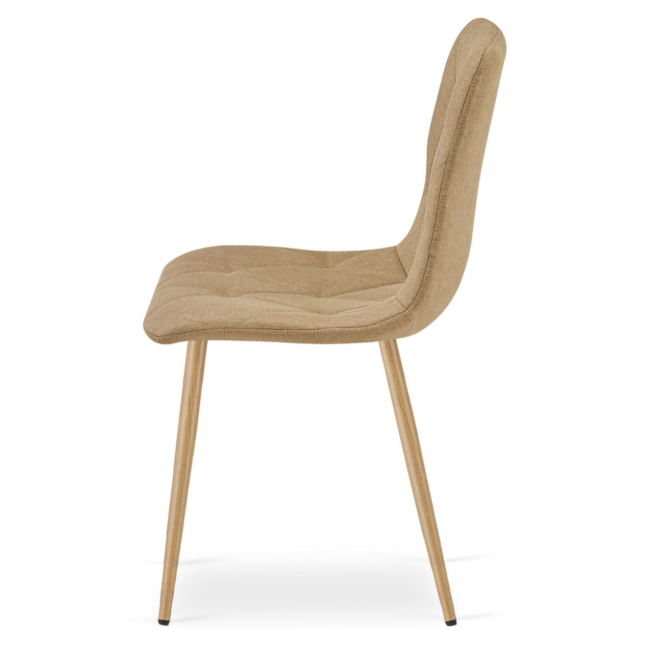 Sedia Libra in tessuto marrone e gambe effetto legno
