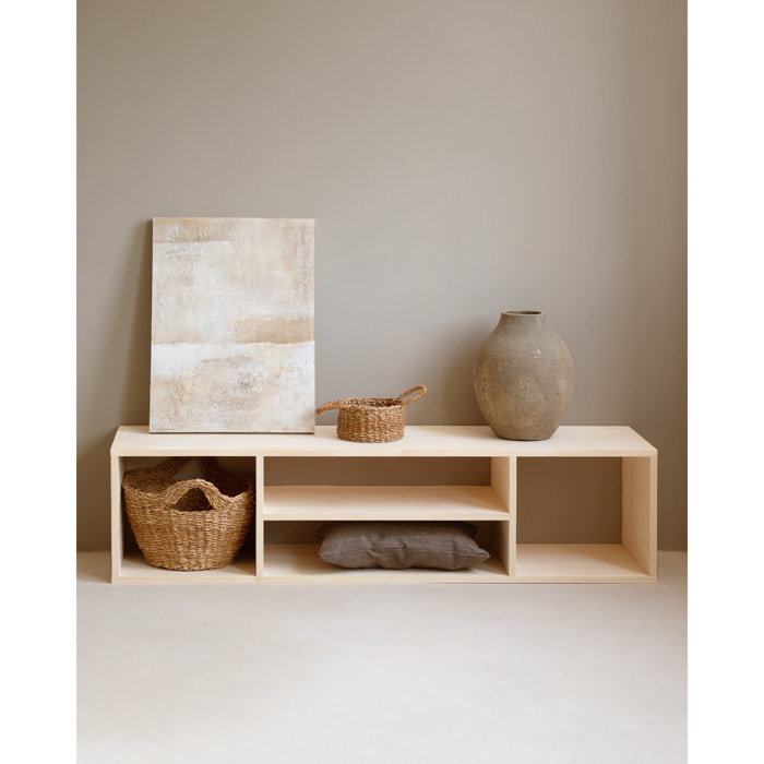 Meuble TV en bois massif ton naturel 160x40cm Hauteur: 40 Longueur: 160 Largeur: 40