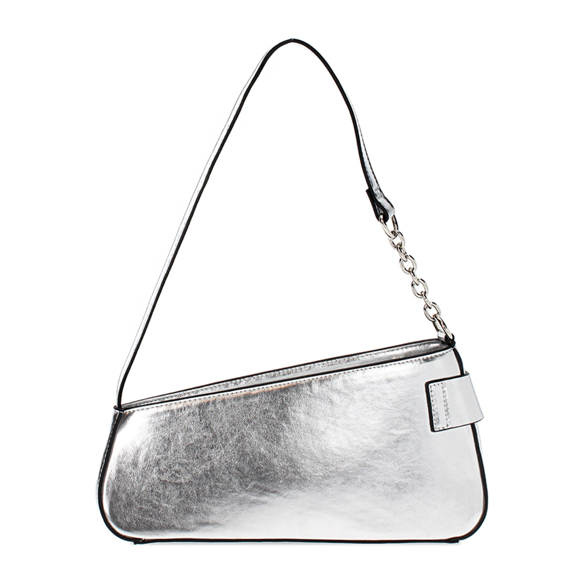 Mini bolso de mujer plateado en laminado