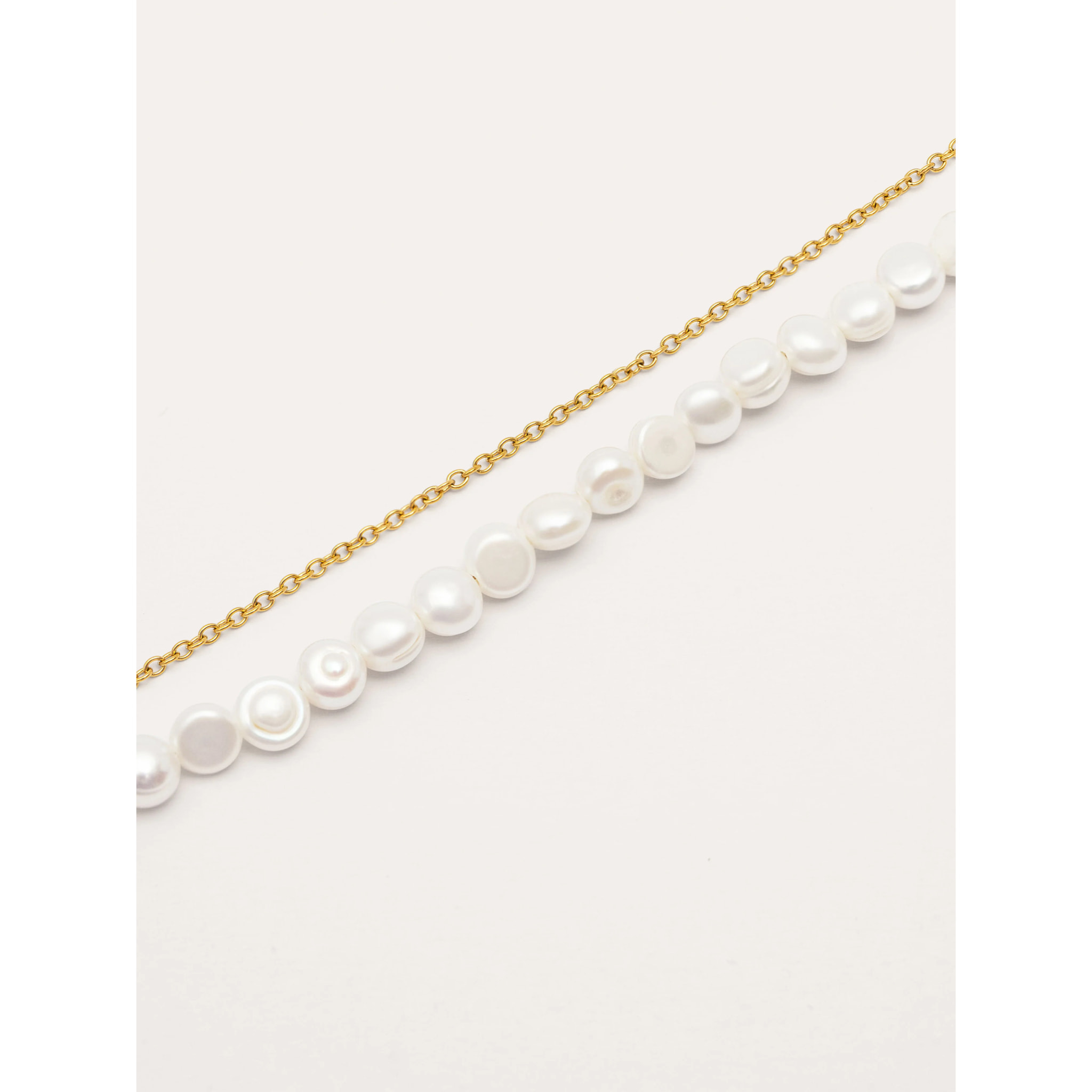 Pulsera Pearl Chain Acero Baño Oro