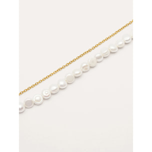 Pulsera Pearl Chain Acero Baño Oro