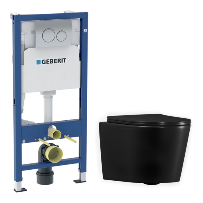 Duofix pack WC bâti-support + WC suspendu sans bride Ceramia avec abattant SoftClose + plaque (GEBCE14BMT01-FR)