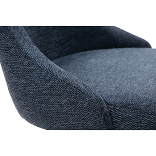 Chaises design en tissu effet velours texturé bleu foncé et métal noir (lot de 2) CULT