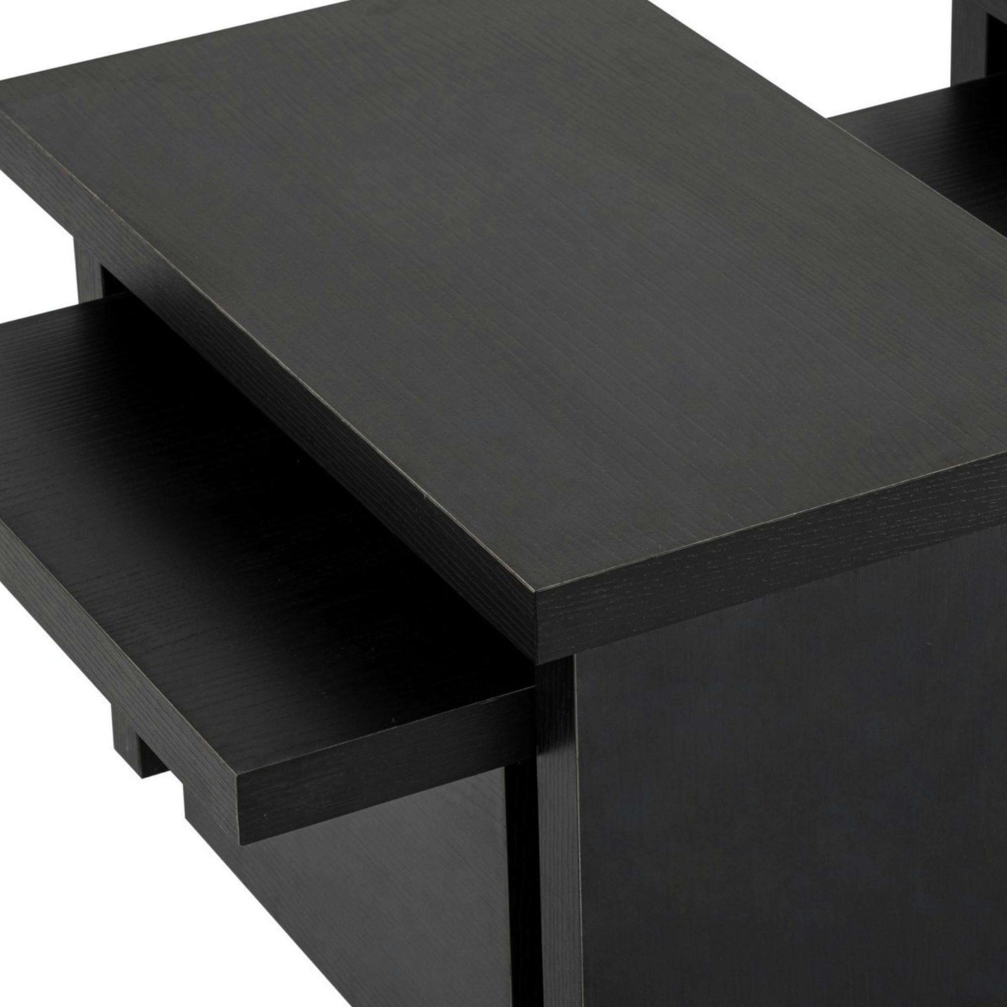 Table basse gigogne design – effet bois noir (3 pièces) MARFA
