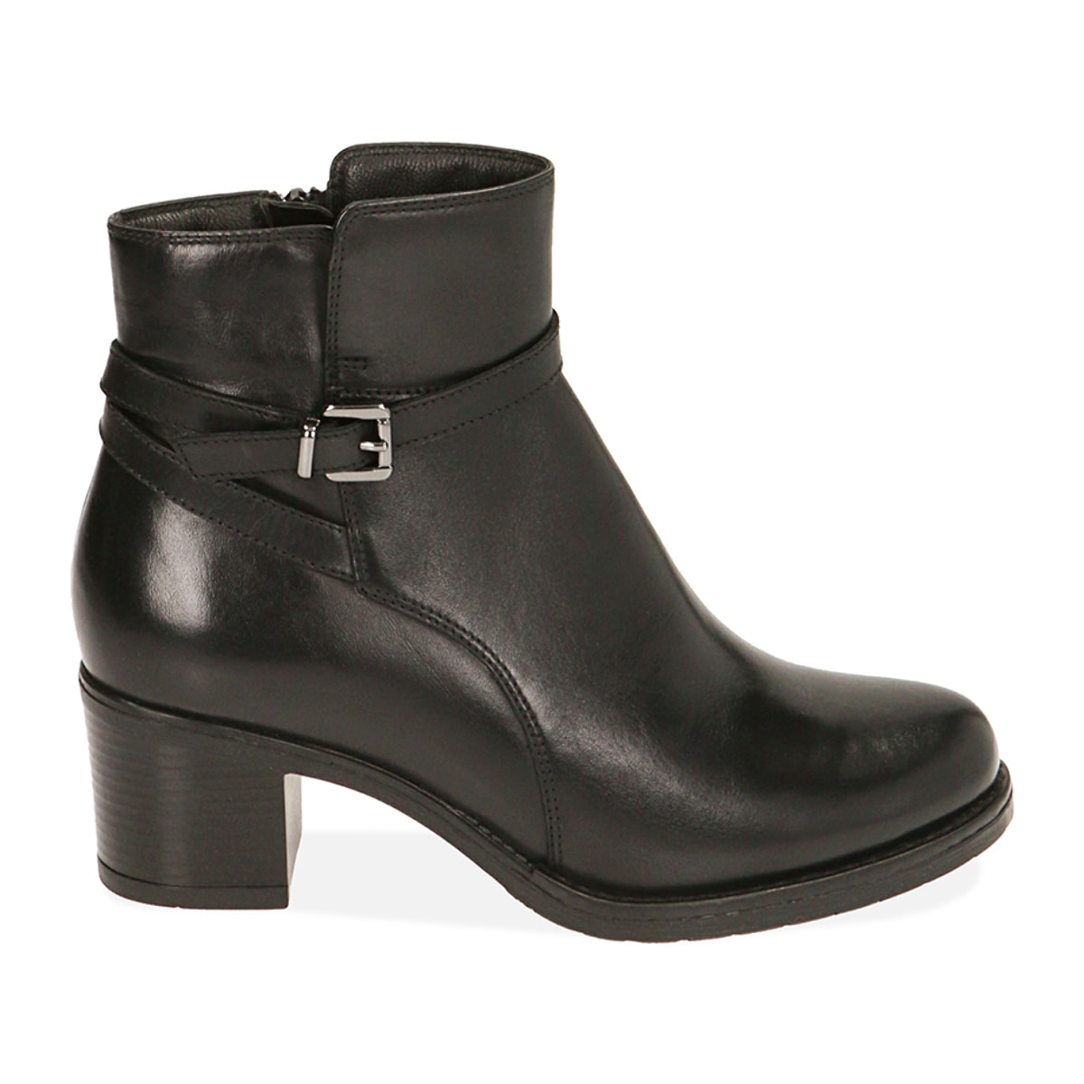 Ankle boots neri in pelle, tacco 6 cm