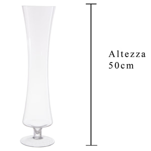 Vaso Con Piedistallo Forma Concava. Altezza 50 Cm - Pezzi 2 - 13X50X13cm - Colore: Incolore - Bianchi Dino - Vasi E Cont. Vetro, Alzate