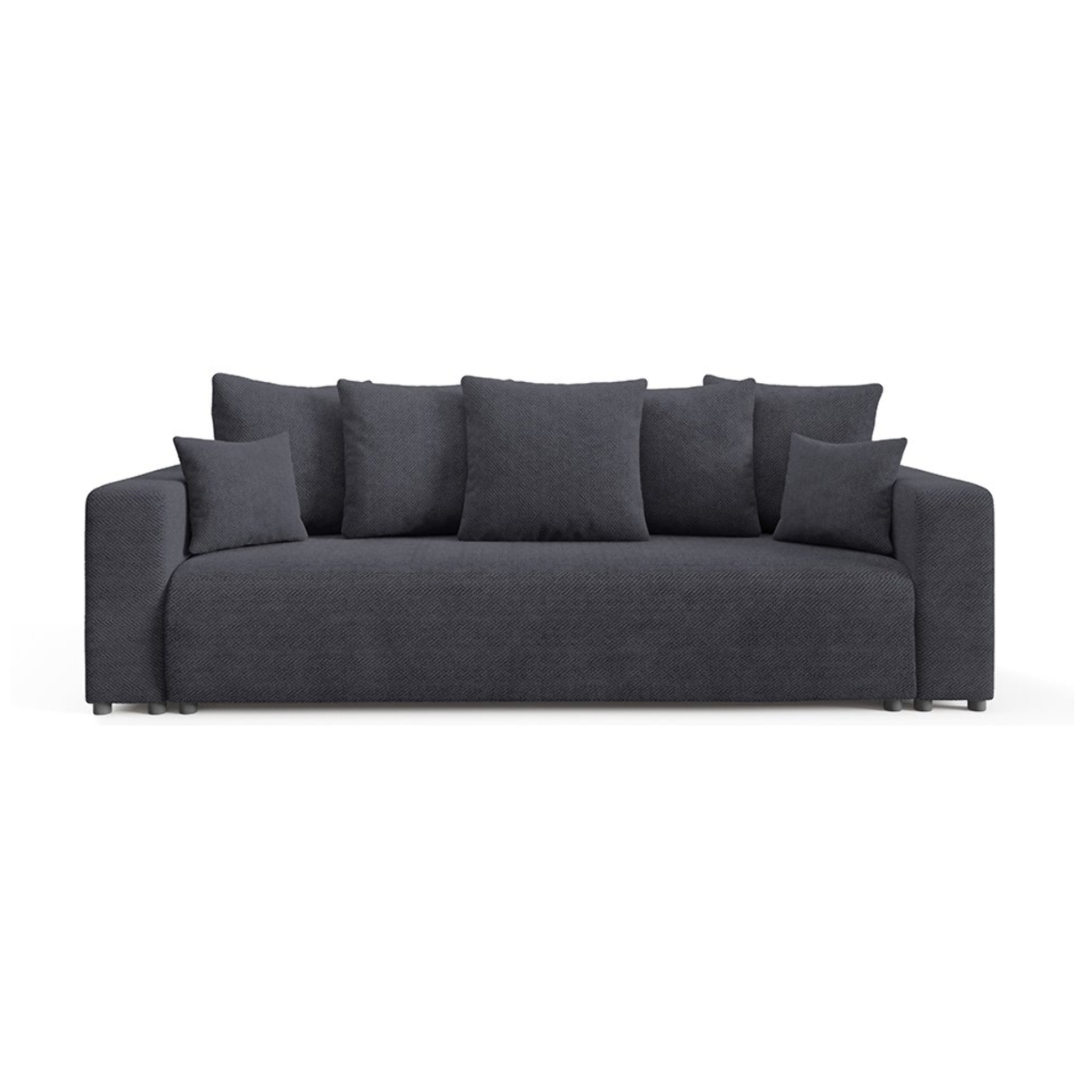 GLORIA - Canapé droit convertible 3 places en tissu noir
