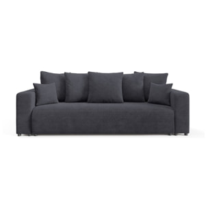 GLORIA - Canapé droit convertible 3 places en tissu noir