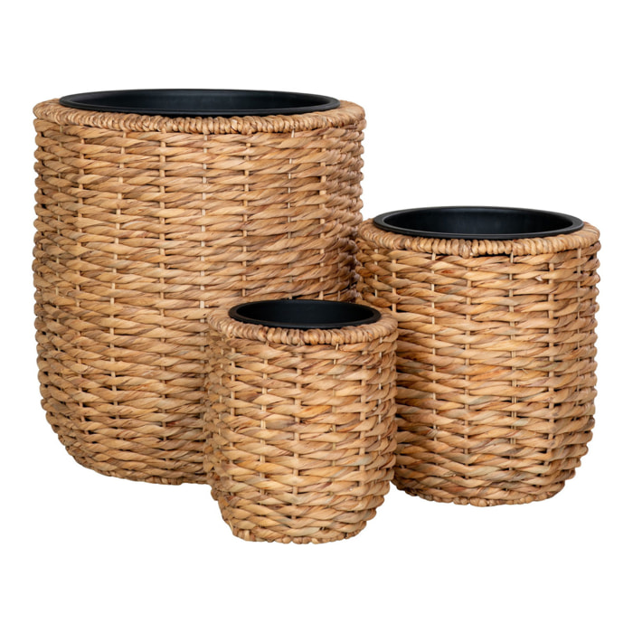 Vasi Hanoi in giacinto d'acqua naturale set 3 pezzi