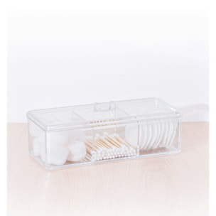 Boîte à cotons 3 compartiments Transparent Selena