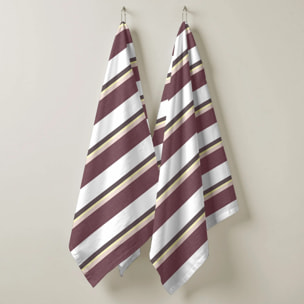 Lot de 2 torchons de cuisine 100% coton Kai Grenat