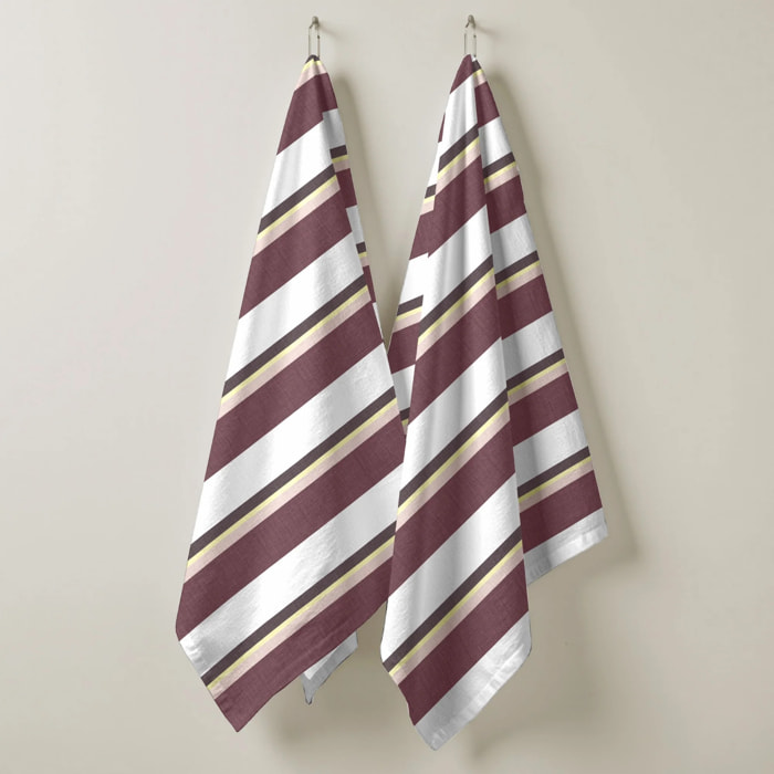 Lot de 2 torchons de cuisine 100% coton Kai Grenat