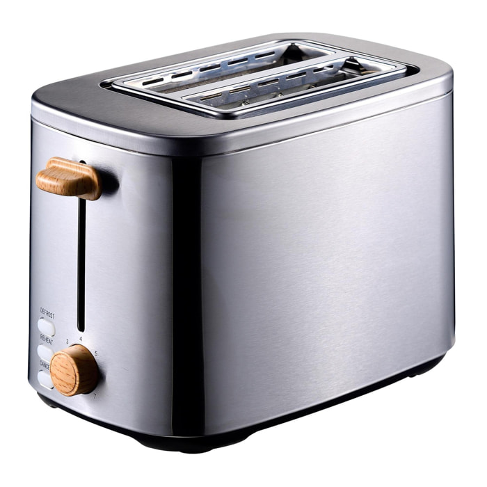 Tostadora para 2 Rebanadas 800W con 7 niveles de tostado y Bandeja extraíble