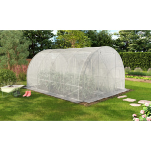 Serre tunnel de jardin 12m² blanche bâche renforcée 130 gr/m² - gamme toutes saisons