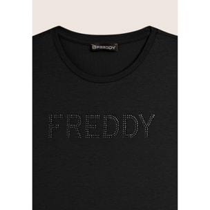 T-shirt manica corta con logo FREDDY in strass