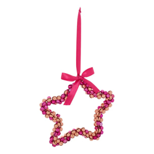 Suspension de sapin en forme de grelot en métal rose et or 11 cm