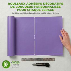 Rouleau adhésif décoratif Vinyle au Mètre - Lavande - Sticker Lavable Imperméable Mur Cuisine Meubles
