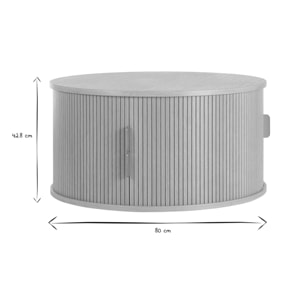 Table basse ronde finition bois clair chêne 2 portes coulissantes D80 cm EPIC