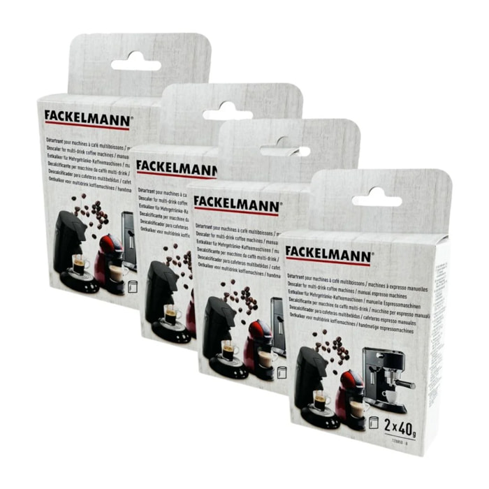 Ensemble de 4 Sachets détartrants pour machines à café Fackelmann Petit Déjeuner