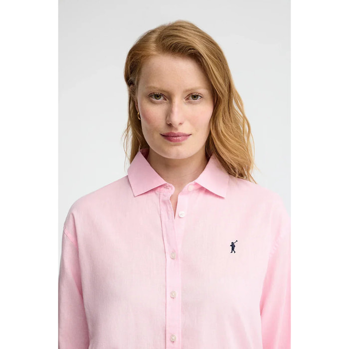 Camicia cotolino rosa dal fit ampio e ricamo Rigby Go