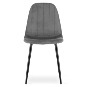 Sedia Padva in velluto grigio scuro con gambe nere