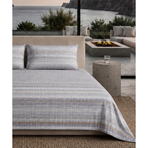 Completo Lenzuola Trama Grigio 100% Cotone e Made in Italy con stampa digitale HD