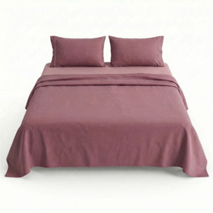 Completo lenzuola matrimoniale in cotone bicolore morbido e traspirante, set letto con lenzuolo sopra, sotto con angoli e 2 federe, design elegante con piping a contrasto, tessuto leggero e resistente 116 gsm, certificato OEKO-TEX, comfort quotidiano