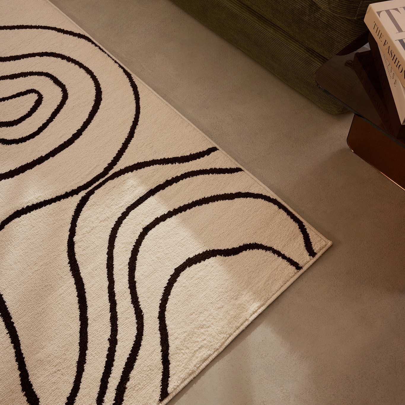 SANTAL - Tapis de salon crème à motif floral