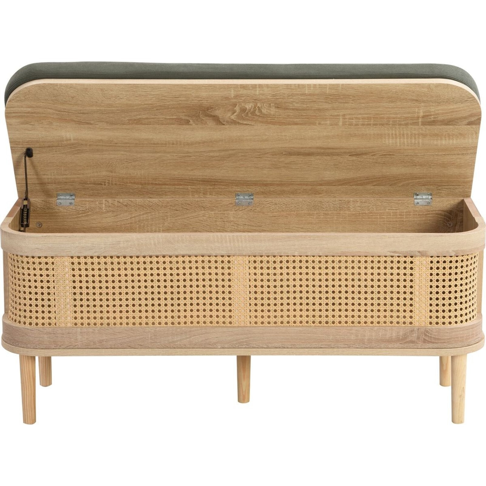 Banc d'entrée avec rangement en bois et cannage - BALI