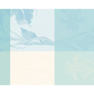Set pur coton enduit motif jacquard Mille iris d'eau aqua