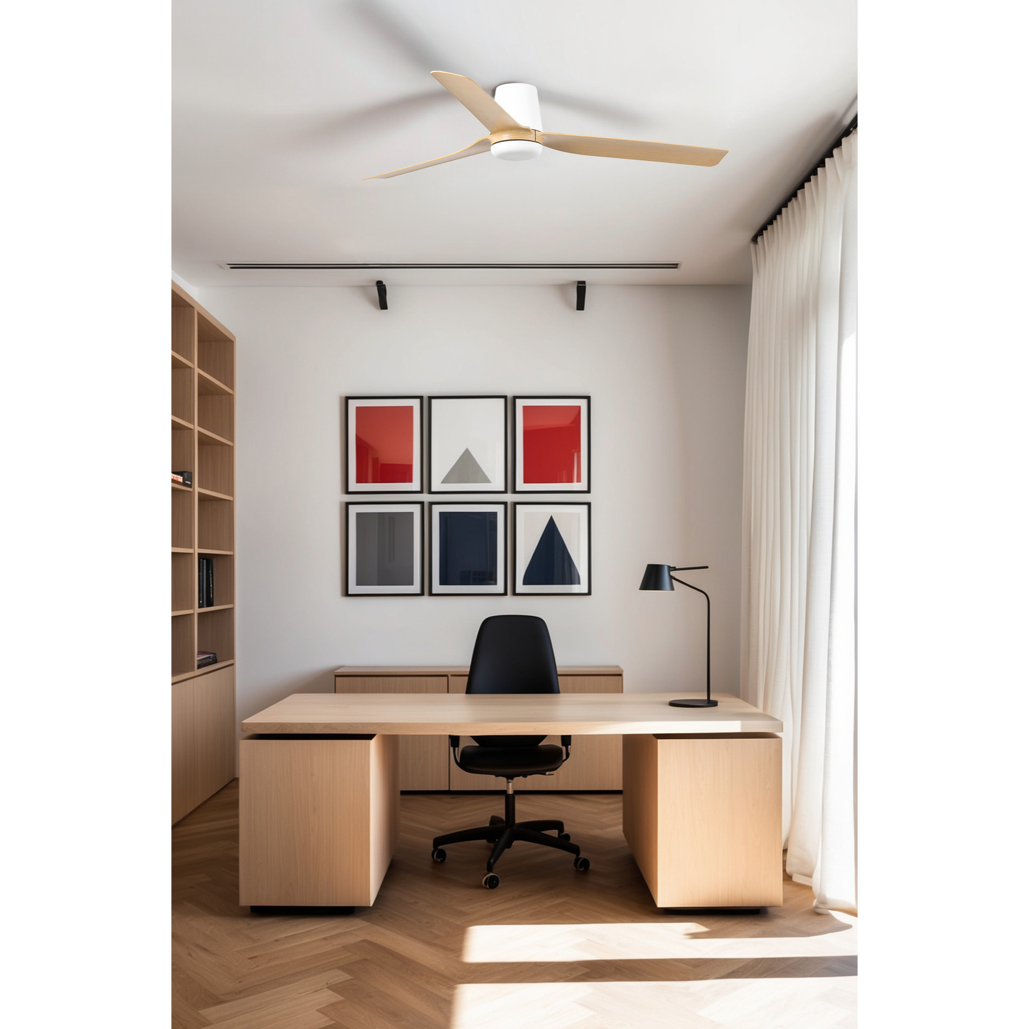 PUNT TUB M Ventilateur de plafond blanc/bois clair TUYA