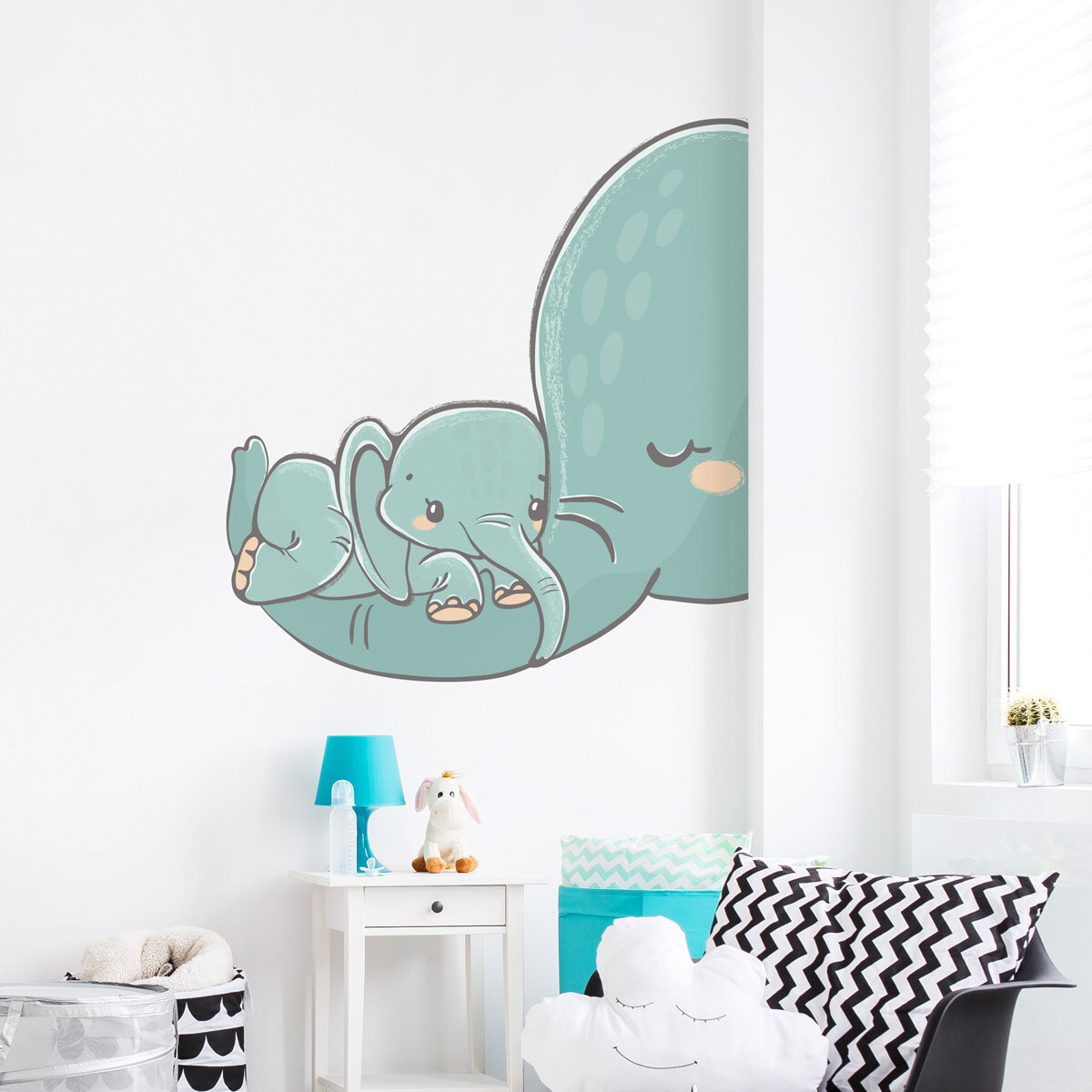 Stickers muraux | Sticker Mural Autocollant - ÉLÉPHANT ET SON BÉBÉ - Stickers adhésifs