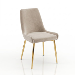 Sedia Imbottita in Effetto Velluto con Gambe Oro, Design Moderno ed Elegante per Sala da Pranzo, Cucina, Soggiorno, Studio e Ufficio