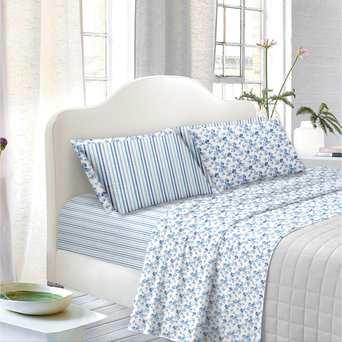 TESS HOME COLLECTION Completo letto matrimoniale Farfalle in Puro Cotone
