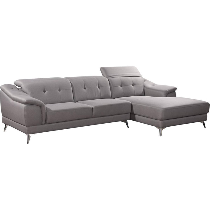 Canapé d'angle en tissu ''Sydney'' - Angle droit - 3 places - Gris