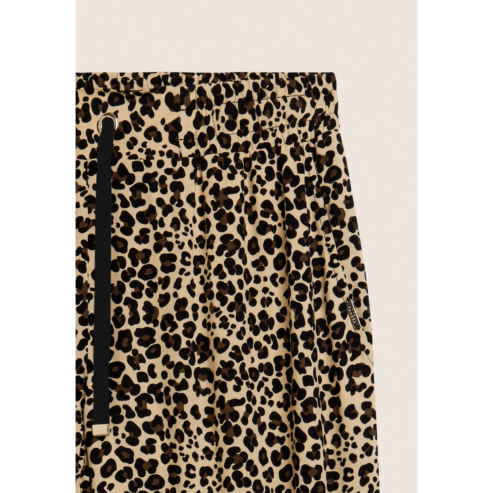 Pantaloni straight leg in viscosa stampa animalier