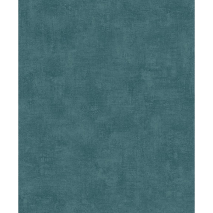 Papier peint uni effet toile lin bleu canard