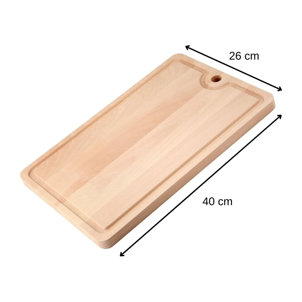 Planche à découper en bois avec récupérateur de jus 40 x 26 cm Fackelmann Wood Edition
