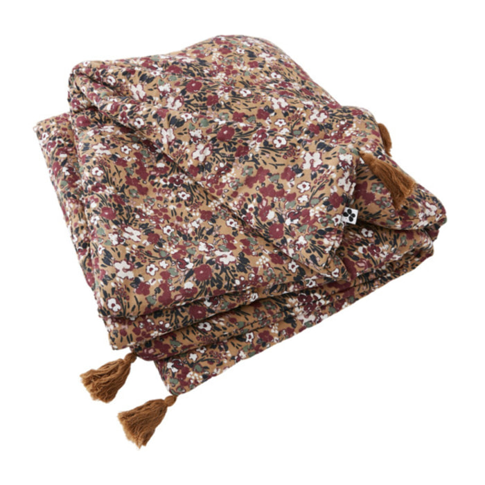 Édredon en gaze de coton 90x200 cm avec motifs fleuris - CAPUCINE