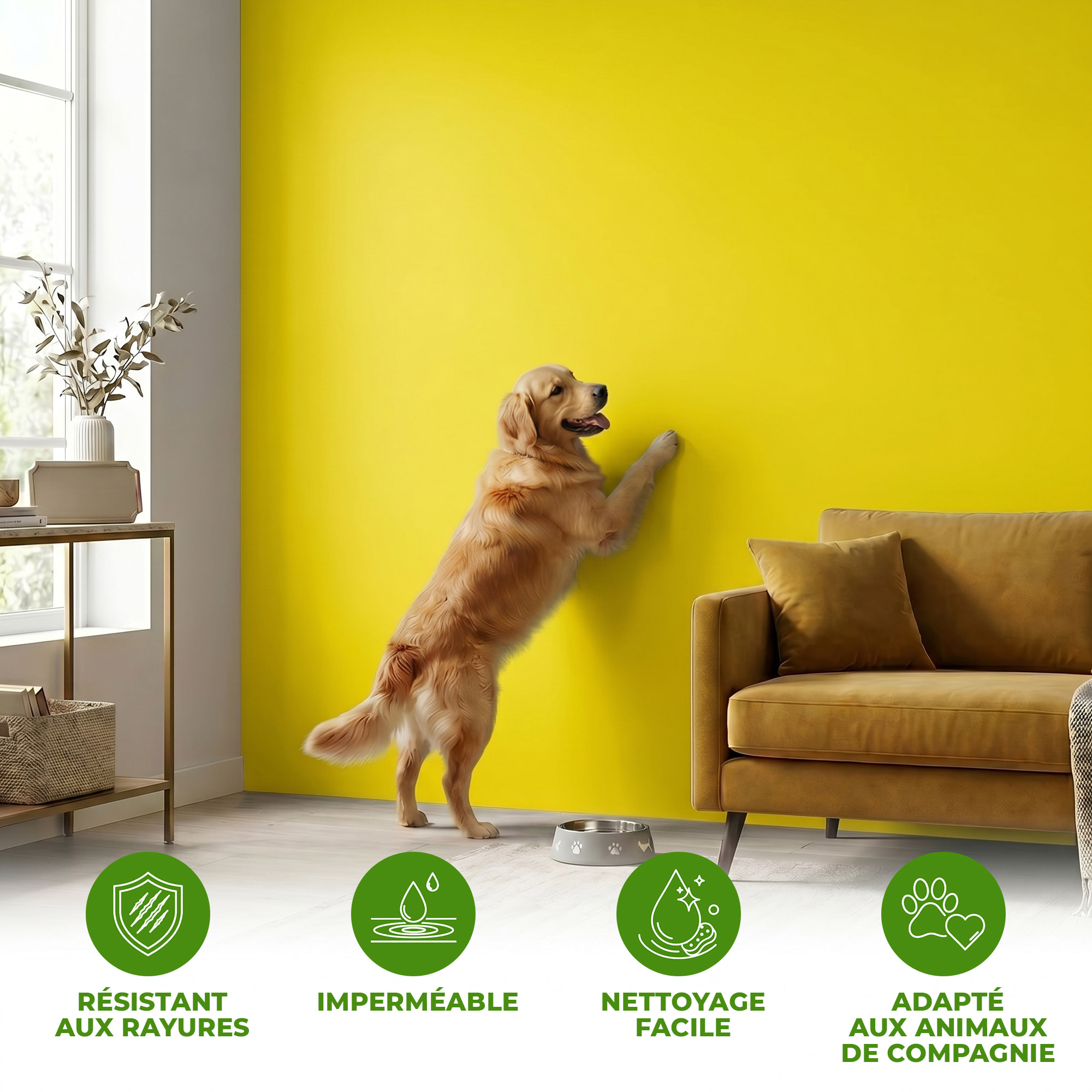 Rouleau adhésif décoratif Vinyle au Mètre - Jaune canari - Sticker Lavable Imperméable Mur Cuisine Meubles