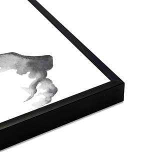 Affiche encadrée paysage poétique asiatique noir et blanc Affiche + cadre en métal - Noir