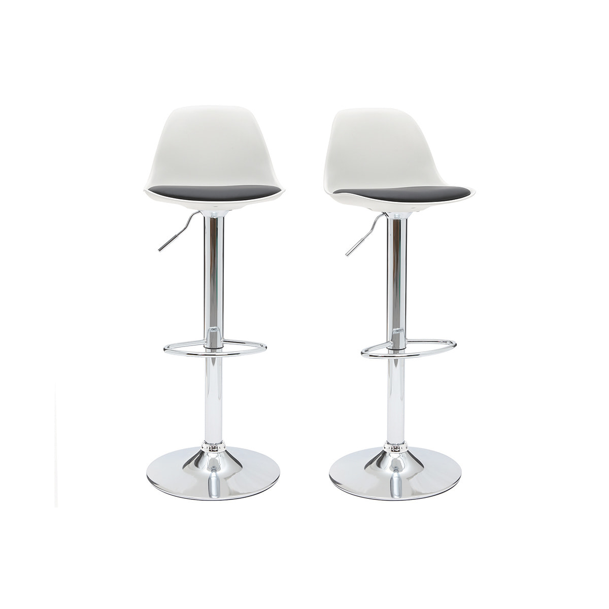 Tabourets de bar design blanc et noir (lot de 2) STEEVY