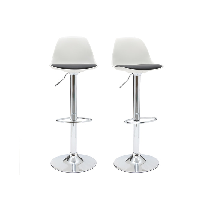 Tabourets de bar design blanc et noir (lot de 2) STEEVY