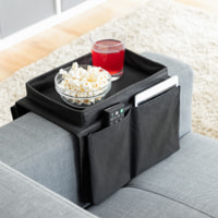 Vassoio Per Divano Con Organizzatore Di Telecomandi - Nero - 54x31x4 cm