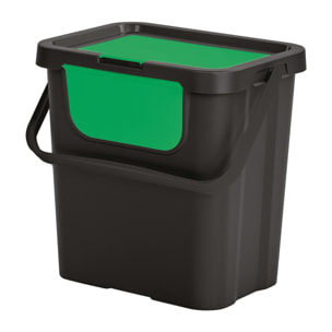 Papelera "moda doble" 24l con asa negro/verde