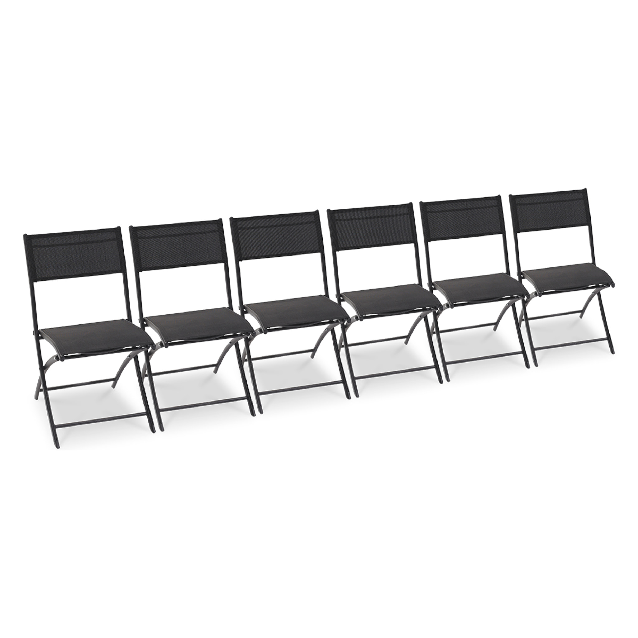 C43 - Lot de 6 chaises en aluminium et toile plastifiéee