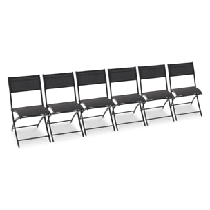 C43 - Lot de 6 chaises en aluminium et toile plastifiéee