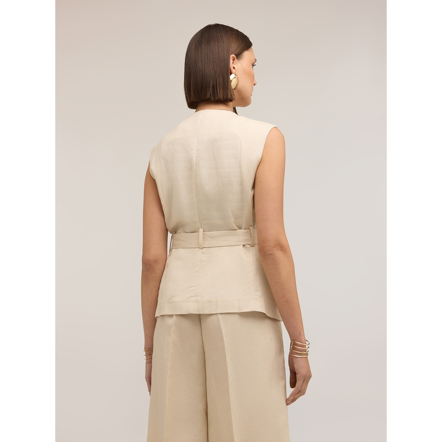 Motivi - Chaleco sahariana mezcla lino lyocell - Beige